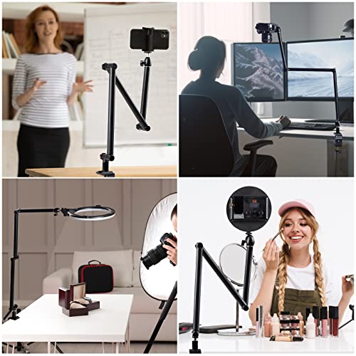 TARION Overhead Stativ Kamera Tischstativ Klemmstativ Flexibel Gelenkarm Tisch Halterung mit 3/8’’ Gewinde und 3/8’’ auf 1/4’’ Schrauben Adapter für DSLR Kameras Ringlicht Projektor (M(TKB01))