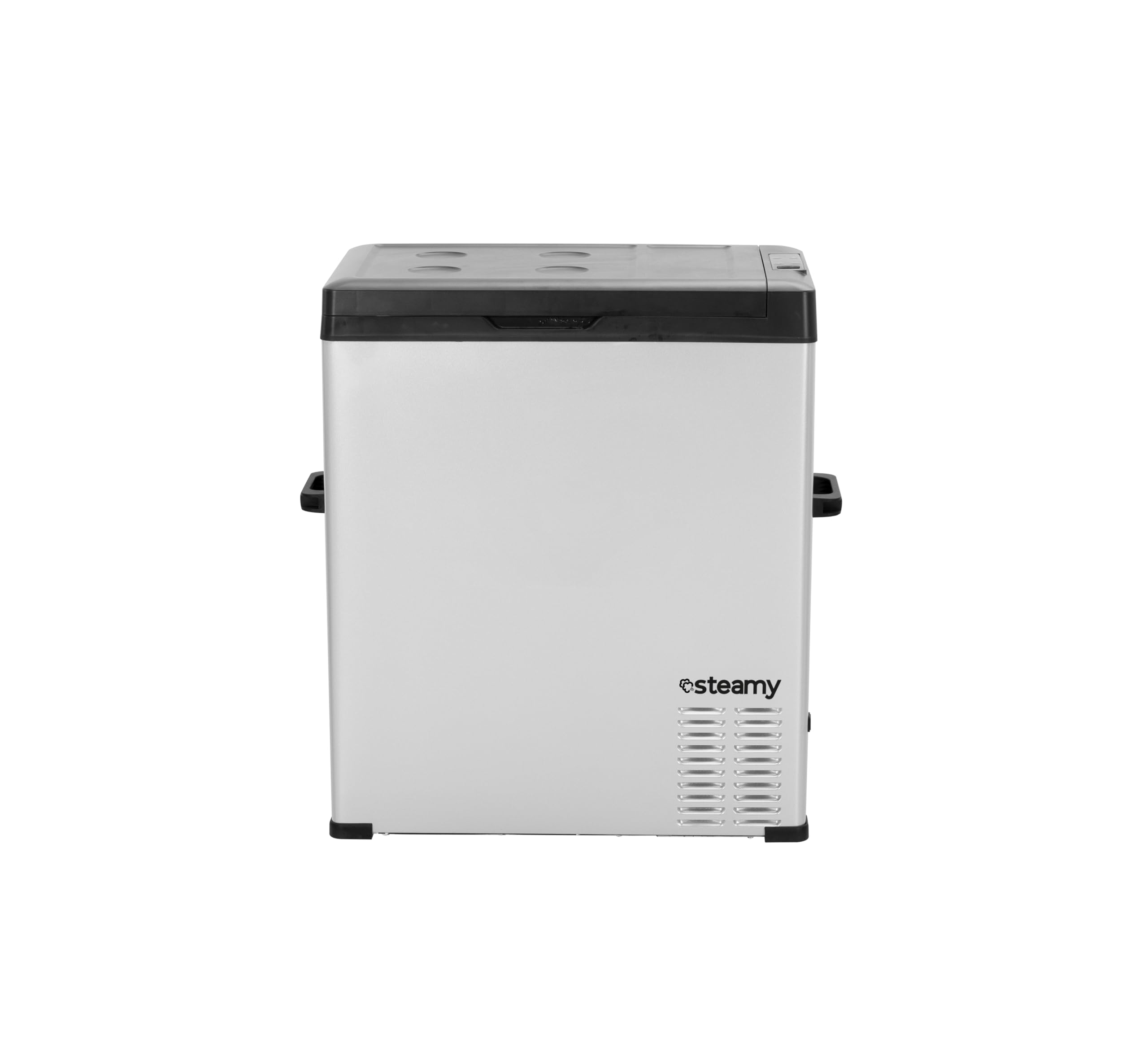 Steamy-E Single Zone 75, Frigorifero Elettrico a Compressore, 12/24V DC e 100-240V AC, per Congelare e Raffreddare da -20℃ a +20℃, Ideale per il Campeggio, 64 Litri, Argento