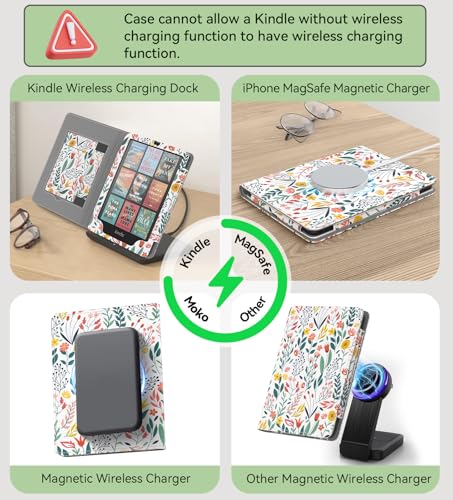 Image of MoKo Magnetic Case for 7 inch /6.8 inch Kindle Paperwhite 12th /11th Gen, Flowers