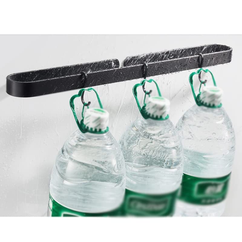 Barre de serviette de salle de bain 40 cm en aluminium noir mat sans perçage - 5