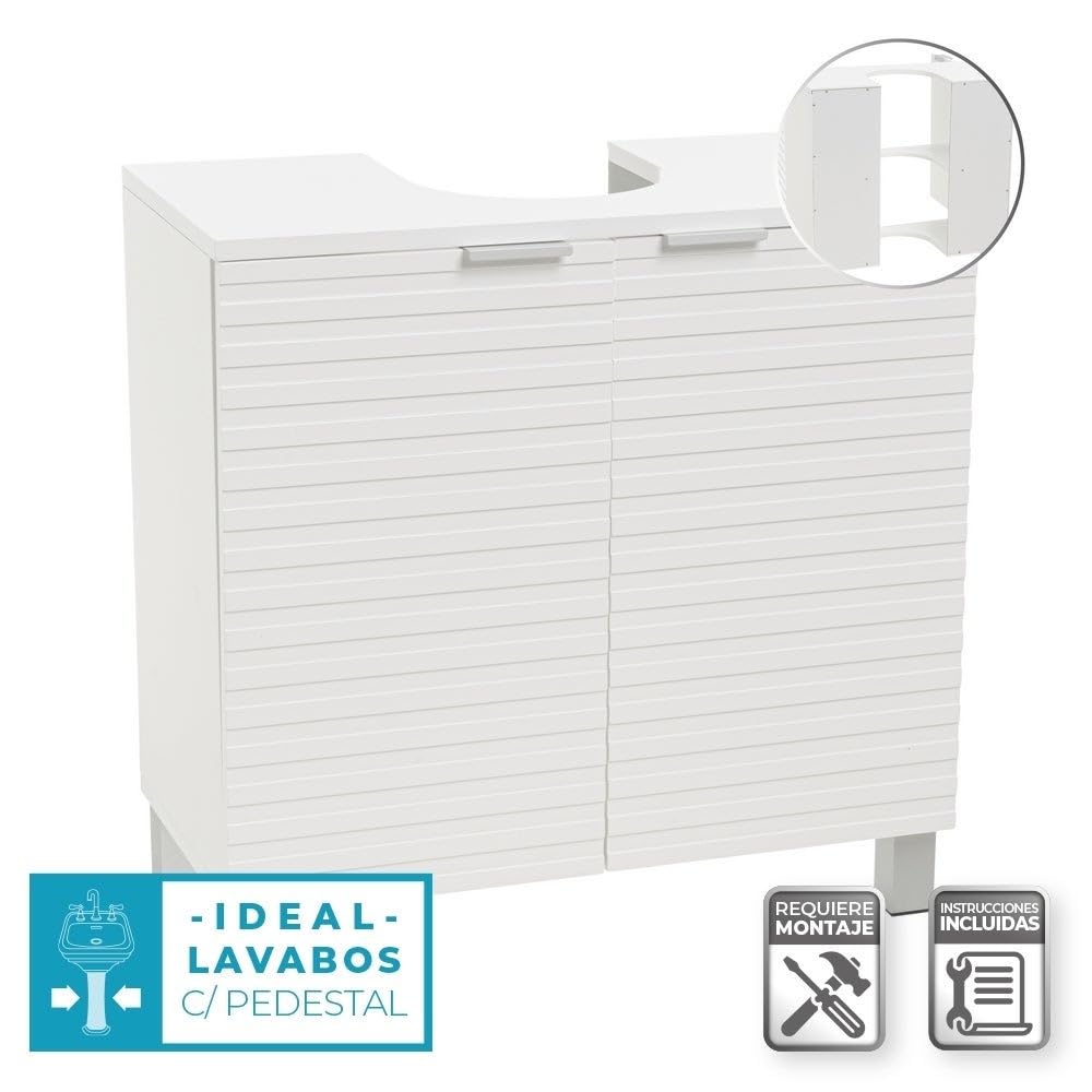 Mueble bajo Lavabo de Pedestal Blanco de 60 cm