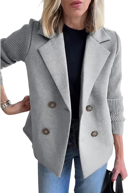 CHARTOU Women's Cropped Wool Blend Pea Coat Jacket