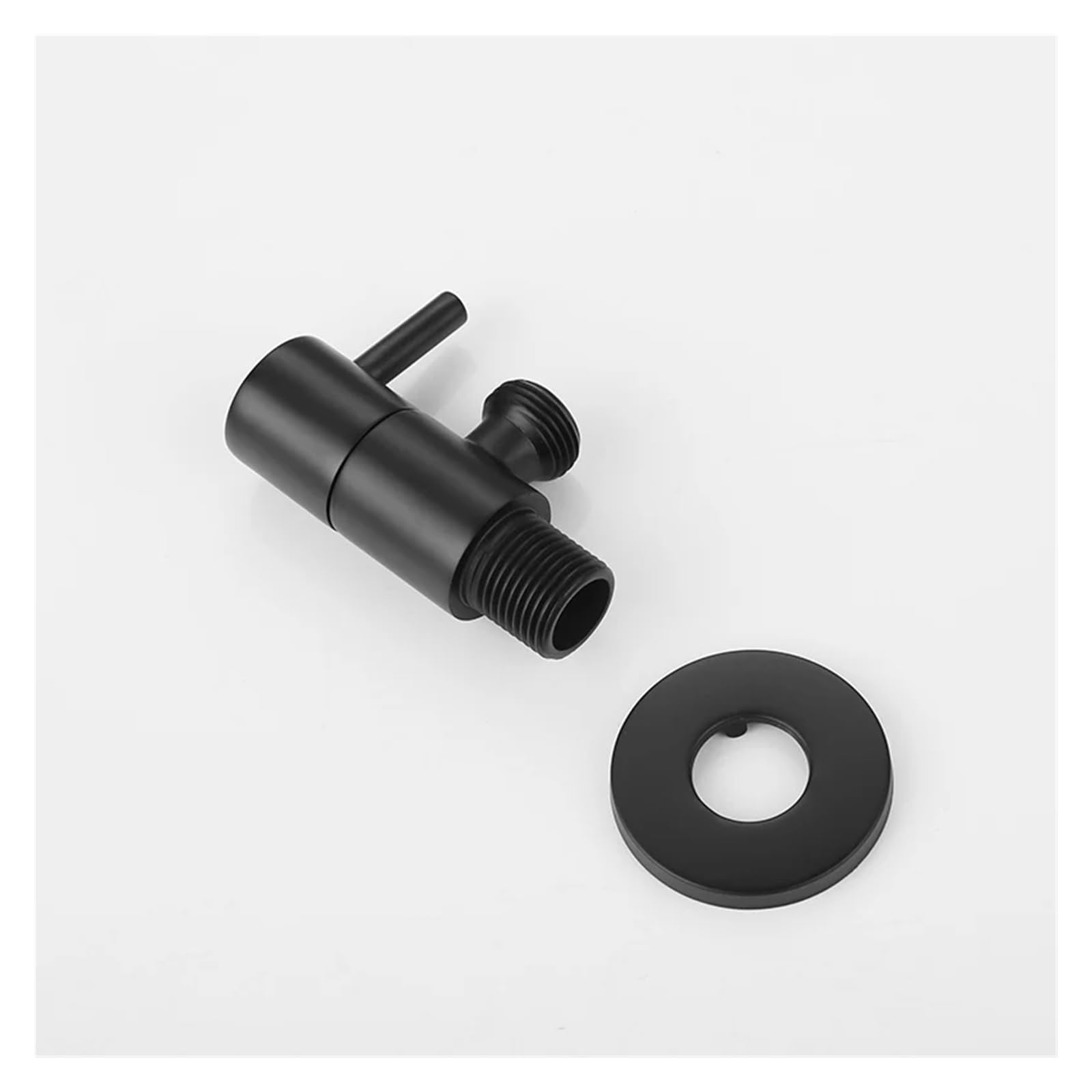 válvula, Grifo con válvula angular de color negro mate, accesorios entrada agua y cierre, grifo redondo que conecta baño cocina (negro, 1 pieza)(Black 2 Pieces)