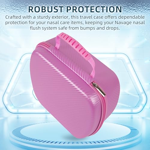 Image of Calvana Travel Case Compatible with the Nasal Irrigation System, Scratch-Resistant Organizer for Nose Cleaner & 12 SaltPods, Pink, 9 inch x 7.75 inch x 4.25 inch (Nose Cleaner & SaltPods Not Included)