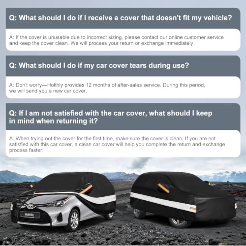 Image of 10 Layers Hatchback Car Cover Custom Fit for Toyota Yaris (2003-2026), Waterproof All Weather for Automobiles, Outdoor Full Cover Sun Dust Rain Protection with Cotton. Black