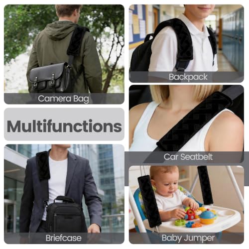 Image of Amooca Soft Auto Seat Belt Cover Seatbelt Shoulder Pad Cushions 2 PCS for a More Comfortable Driving Universal Fit for All Cars and Backpack Black Braid Pattern