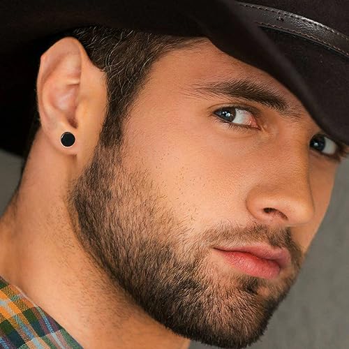 7 Pairs Black Earrings Surgical Steel Studs Hypoallergenic 316L Stainless Steel Stud for Men Women Contain 3,4,5,6,7,8,10 mm4