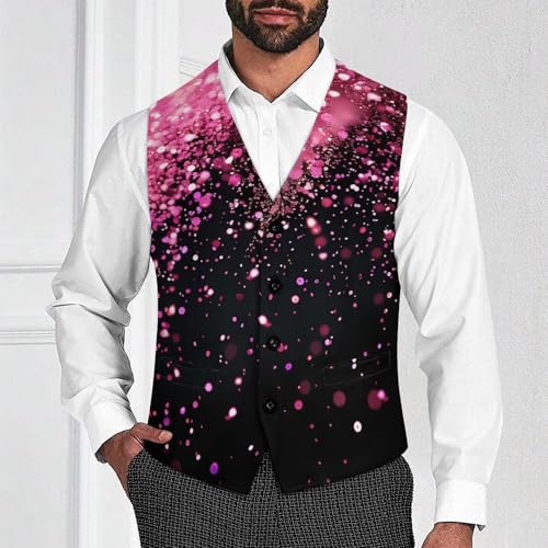 Rose Gold Particles Men's Suit Vest Waistcoat Vests Formal Dress with 2 Pockets for Business Casual Tuxedo2