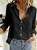 Astylish Womens V Neck Solid Roll Up Sleeve Collar... #1
