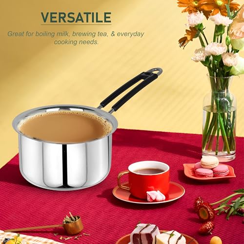 Parage 1 Pieces Stainless Steel Sauce Pan, Tea Pan, Milk Pan Heavy Guage, 1Liters with Heat-Resistant Wire Handle Induction & Gas Stove Friendly... - Image 4