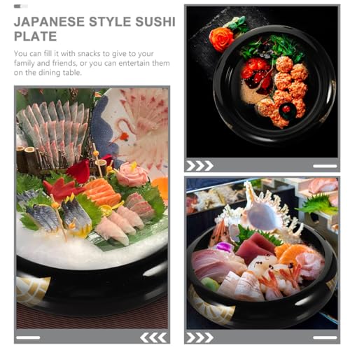 Plato redondo de sushi estilo japonés de plástico mediano miniatura 3