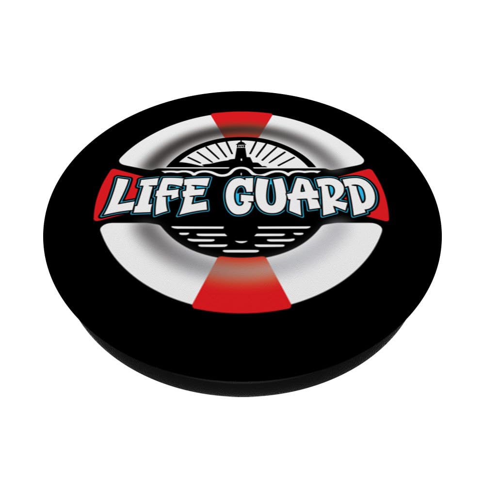 Lifebuoy Lifeguard s Life Saver s Swimming Float PopSockets Swappable PopGrip, Black - Image 2