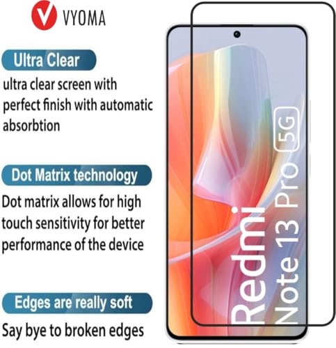 Image of VYOMA Gorilla Tempered Glass Compatible For Redmi Note 13 Pro /Poco F6 /Poco F6 Pro /Poco X6 /Poco X6 Pro (Black) Edge To Edge Coverage With Easy Installation Kit