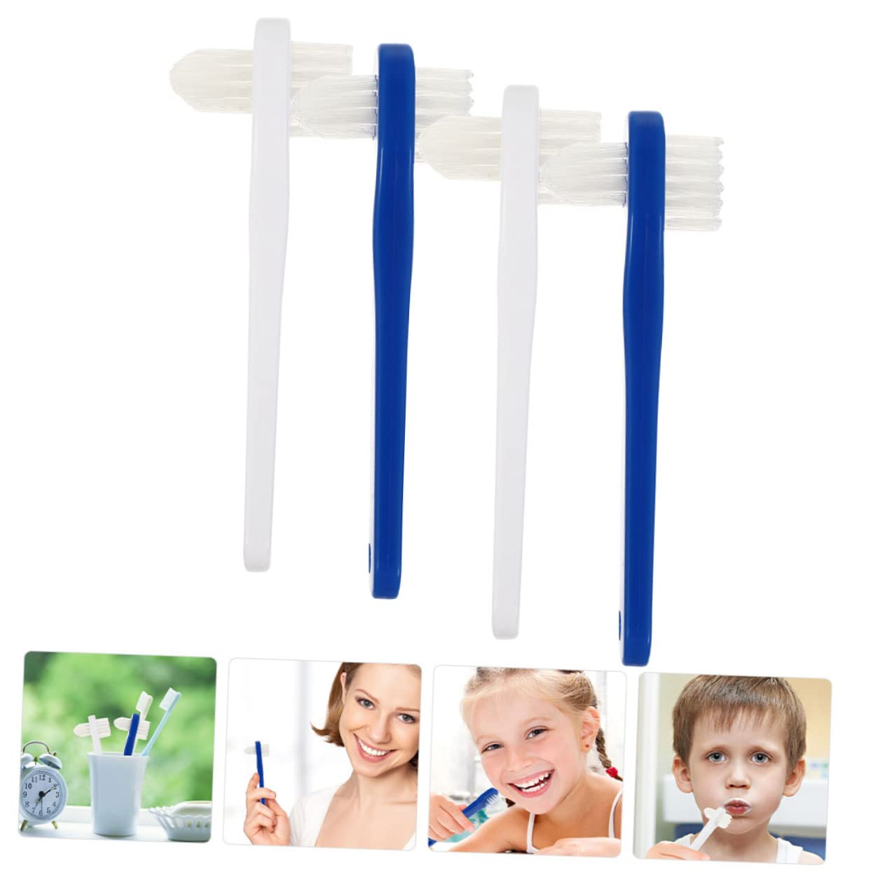 Beavorty 20 Pz finto spazzolino a doppia testa spazzolino portatile per dentiera a doppia faccia strumento per la pulizia dei denti finti detergente per protesi adulto