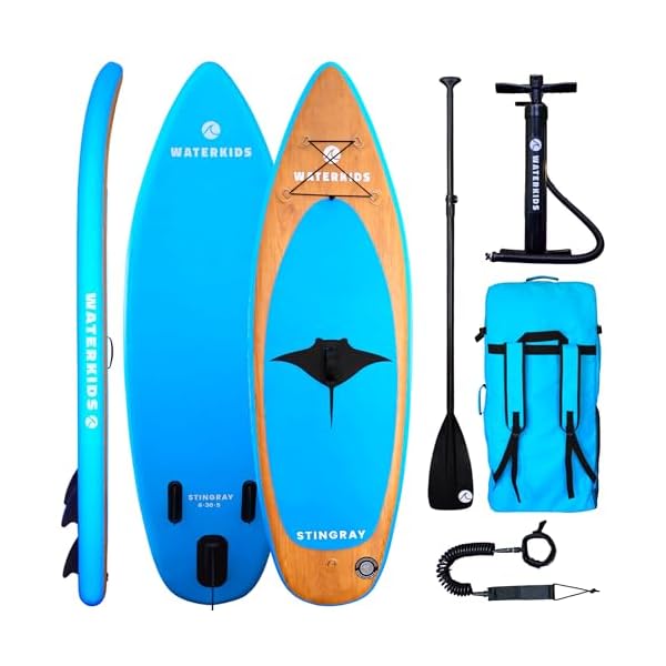Kids Paddle Board Waterkids 8ft 'Stingray' Inflatable Paddle Board & Accessory Package for Children Inflatable Kids Stand Up Paddle Board