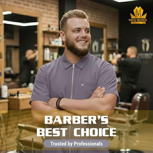 Image of King Midas Professional Barber Jacket for Men - Ultra Lightweight Short Sleeve Barber Smock
