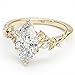 SLIACETE IGI CERTIFIED Marquise Diamond Engagement Ring for Women 10K 14K 18K Solid Gold 1.0-3.0 CT Nature Inspired Lab Grown Diamond Ring D Color, VS1-VS2 Clarity D