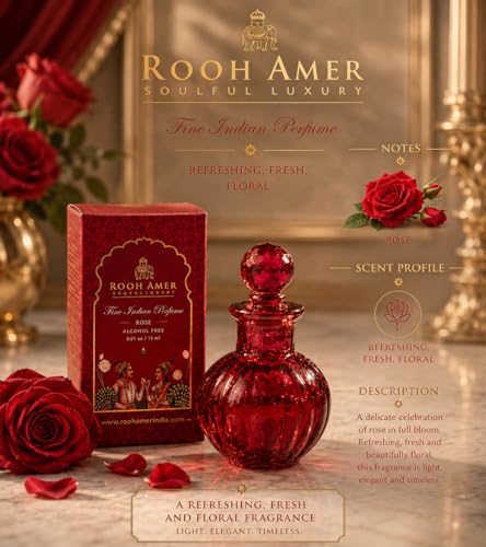 Image of Rose Attar | Premium Alcohol-Free Unisex Perfume | Long-Lasting Natural Indian Rose Fragrance for Mens & Womens | Luxury Liquid Perfume | Travel-Friendly 15ml