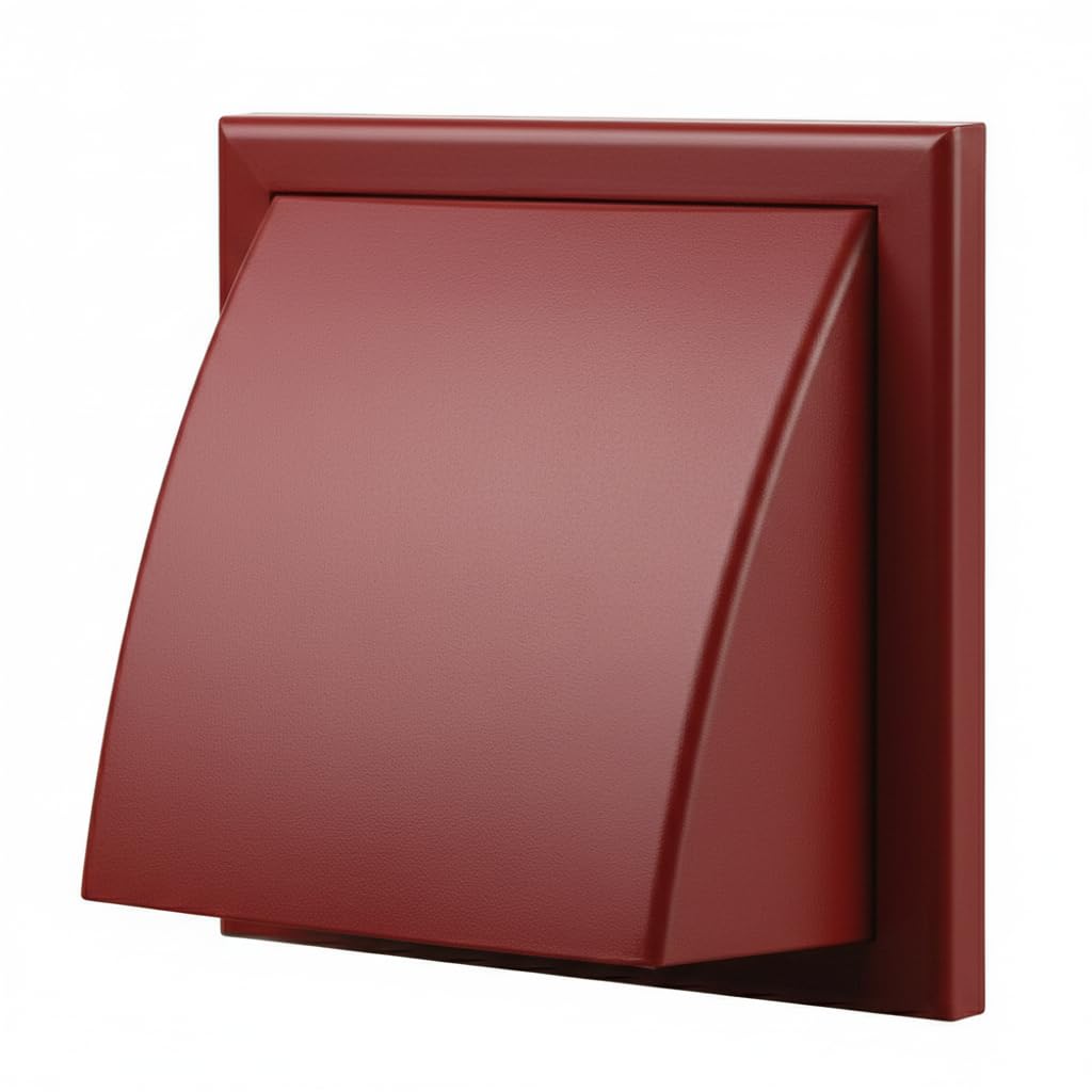 Vents Uk Cottage Red Vents 125Mm Cowled External Wall Vent Cover – 185 X 185Mm Diameter Vent For Bathroom, Kitchen & Cooker Hood Ventilation