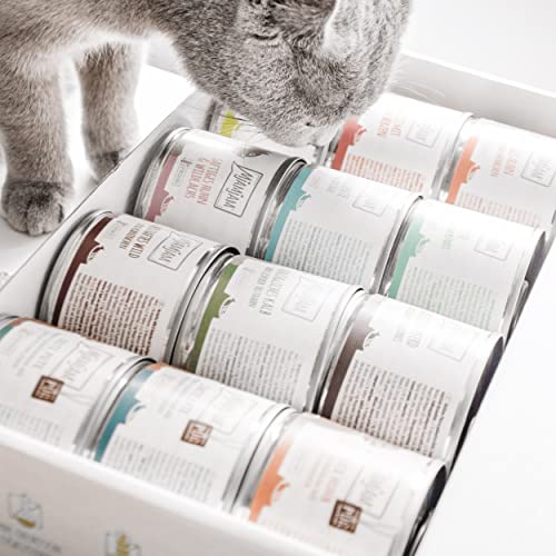 MjAMjAM - Premium Nassfutter für Katzen - Probierpaket, 6er Pack (6 x 200 g), getreidefrei mit extra viel Fleisch