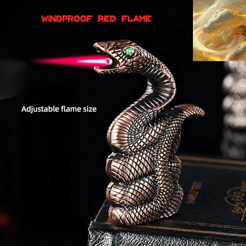 Encendedor Butano Llama Roja Antiviento Diseño Serpiente miniatura 6