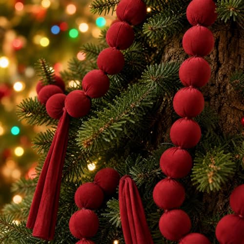 Velvet Red Balls Hanging Christmas Ornaments, Shatterproof Christmas Decor - image 5