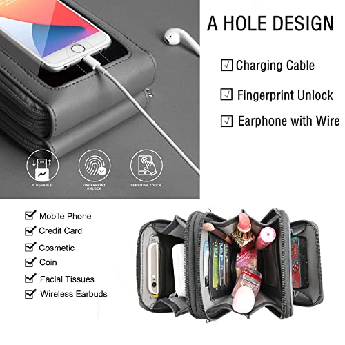 Image of Crossbody Cellphone Purse Women Touch Screen Bag RFID Blocking Wallet Handbag Shoulder Strap