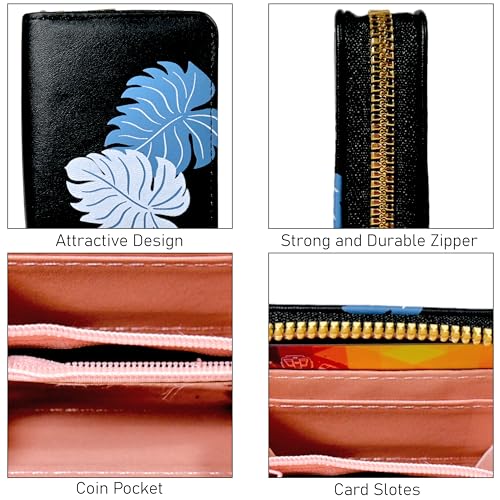 Image of Valerie Women Small Wallet Wallets For Girls Credit Card Holder Coin Purse Zipper Small Secure Card Case Cute Wallets Mini Wallets For Women (Black)