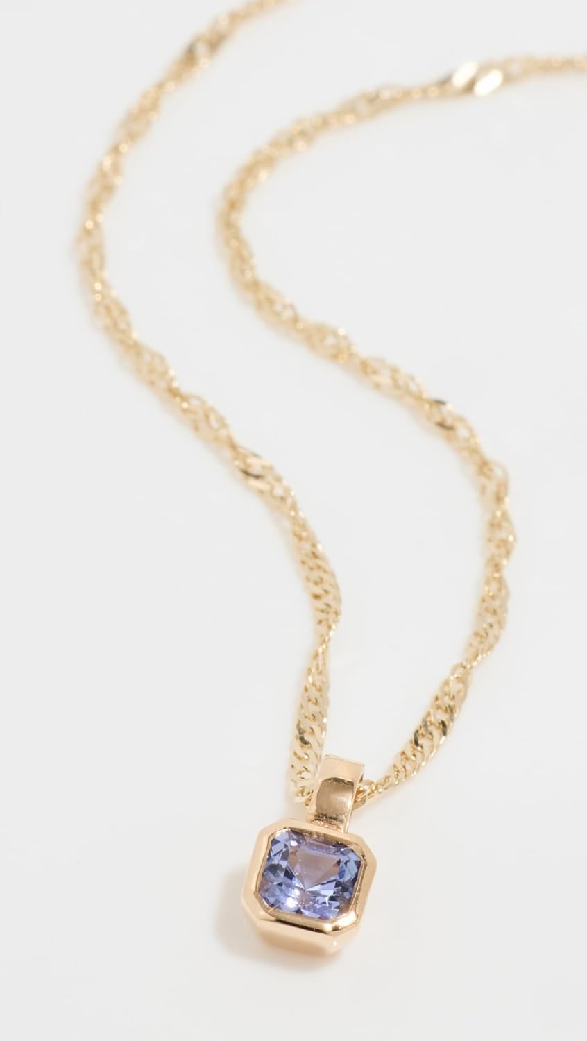 Women's Petite Asscher Charm Necklace, Iris, Gold, Purple, One Size - Image 2