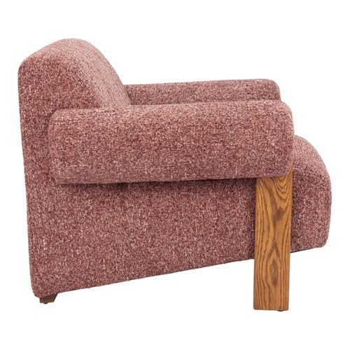 Sillón moderno con respaldo y patas de madera cobre miniatura 3