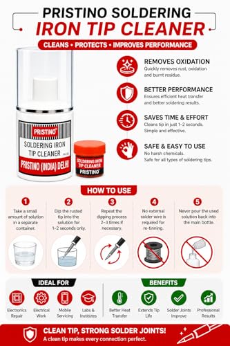 Image of PRISTINO Tip Cleaner For Electronics Soldering, Iron Tip Cleaner Gel and Re-Tinning Solution, Removes Oxidation, 50g