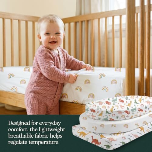 Image of 100% Organic Cotton Bassinet Sheets 3 Pack - (33 x 17 Inches) Angel Bliss - GOTS Certified, Soft Breathable Percale Weave, Universal Fits Standard Oval & Rectangular Mattress - for Boys & Girls