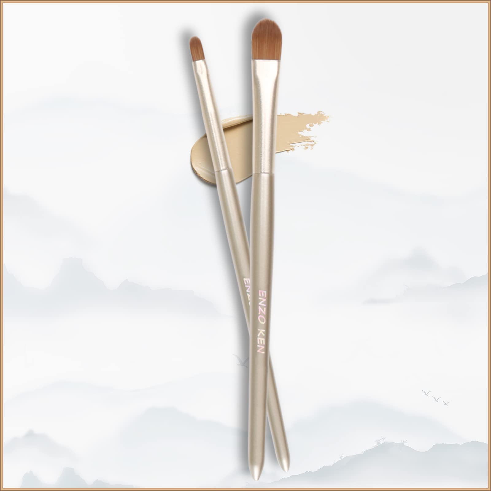 ENZO KEN Goldener Lippen Pinsel, Mini Flacher Concealer Pinsel Unter den Augen, für Lippenstift, Flüssiger Lippenstift, Rouge, Lipgloss, Lippenpflegeserum, Dunkle Ringe, Flecken, Reife Haut. E201