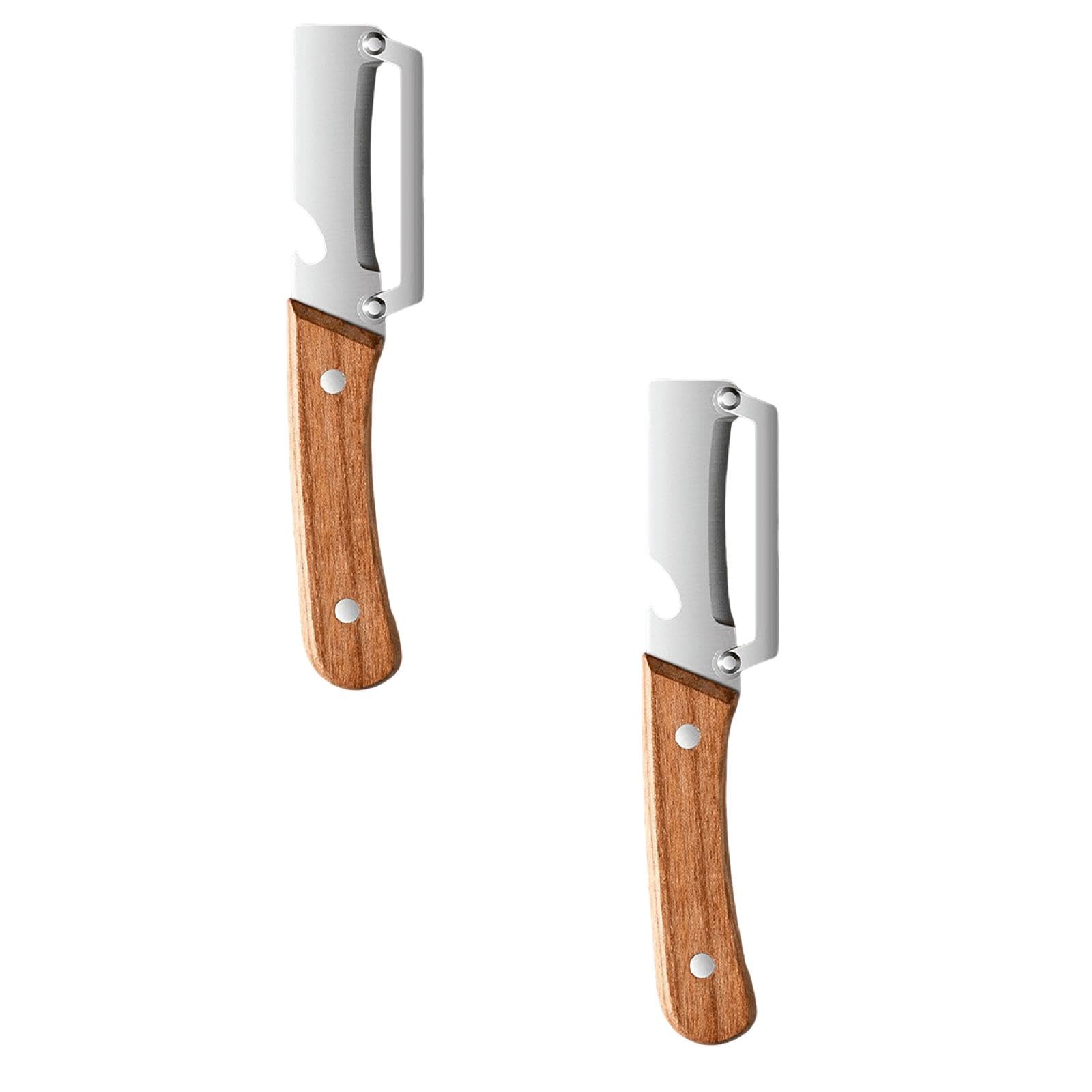 2 en 1 Éplucheur de légumes multifonctionnel la cuisine lame en acier inoxydable ultra aiguisée et manche bois ergonomique Eplucheur Bois Ouvre Bouteille Outil Cuisine Double Usage Fruits et Légumes - 1