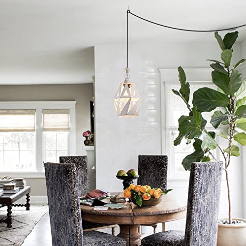 LBTSMUK Farmhouse Plug in Pendant Light with ON/Off Dimmer Switch Retro Sawg Hanging Lighting with 18ft Cord Mid Century Hanging Lamp for Kithcen Island, Dining Room, Bedroom, Entry, Hallway - Image 5