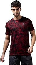 TECHNOSPORT Men's 100% Polyester Regular Fit Half Sleeve Printed Crew Neck T-Shirt with Techno Dry, Anti Microbial Properties for Gym, Workout and Regular Use