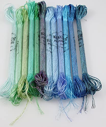 Image of KCS 6-Strand Cross Stitch Metallic Variegated Pearl Shiny Embroidery Floss (12 Skeins # 3)