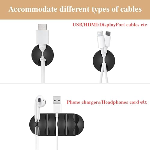 Miniatura 5 de Shintop Clips para cables, paquete de 16 unidades, organizador de cables adhesivos para organizar teléfonos, cargadores, escritorio, mesita de