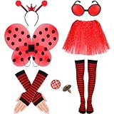 Toulite Ladybug Costume Set for Women Insect Dress up with Wings Girls Cosplay Fairy Accessories for Christmas Party