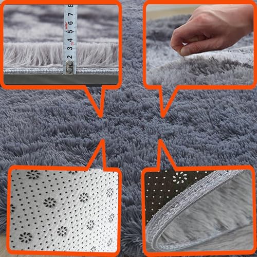 Tapis salon à poils longs moderne STGAO gris structure antidérapante - 7