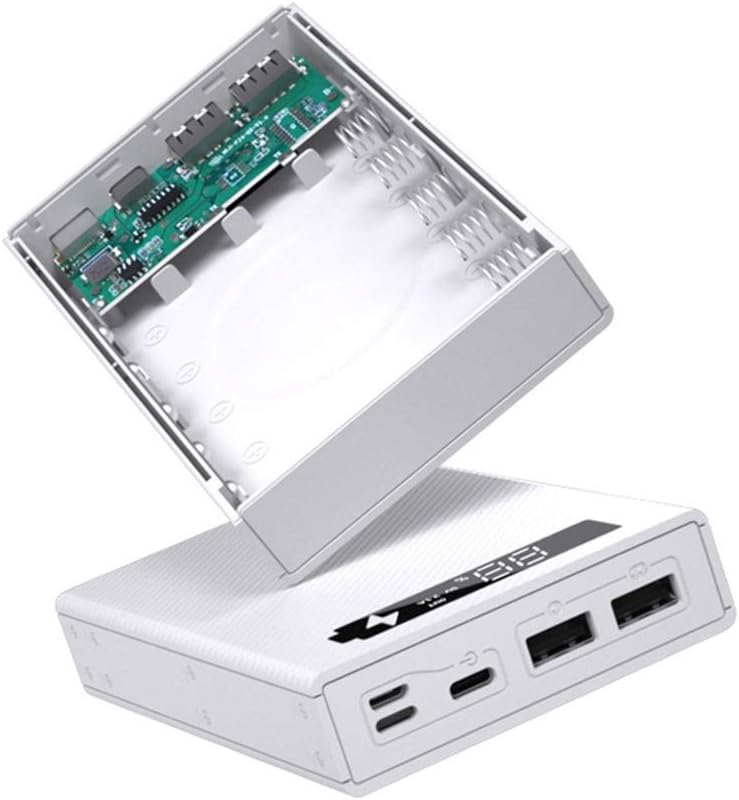 Custodia per batteria 5 x 18650 con display LCD rimovibile, scatola batteria esterna senza batteria, protezione power bank, resistente all’usura e durevole