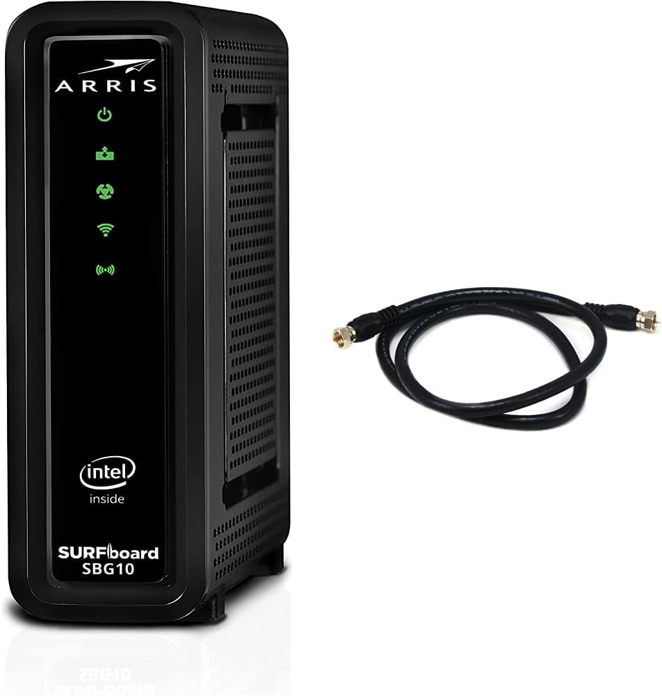 ARRIS Surfboard DOCSIS 3.0 Cable Modem & AC1600 Wi-Fi Router + Monoprice Quad Shield CL2 Coaxial Cable (75 feet)