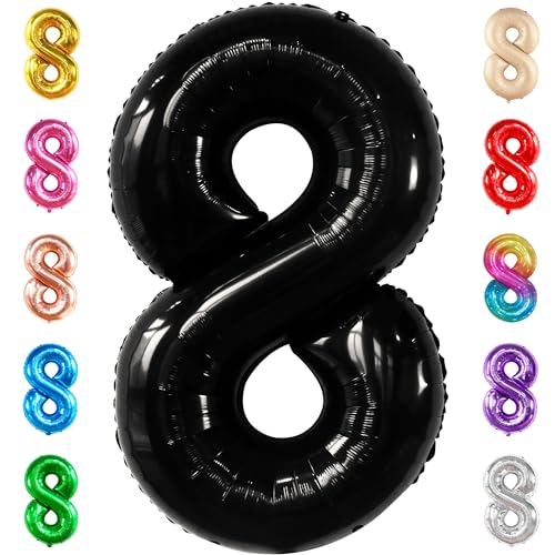 Image of KatchOn, Giant Black Number 8 Balloon - 40 Inch, Birthday Decorations