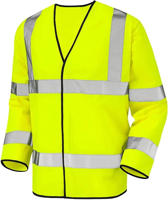 GA COMMUNICATIONS HIGH Visibility Reflective Safety Jacket Workwear Long Sleeve Executive HI VIZ VIS Security TOP Stripes Bands Closure[Yellow,5XL]