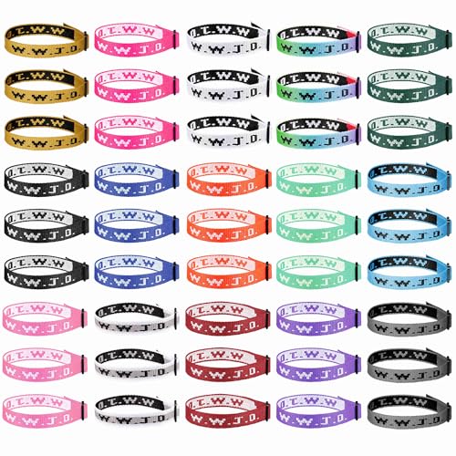 45PCS WWJD Webbing Bracelets for Men Women What Would Jesus Do Bracelets Adjustable Religious Christian Bracelets Bulk Colorful Woven Wristbands Faith Bracelet for Fundraisers
