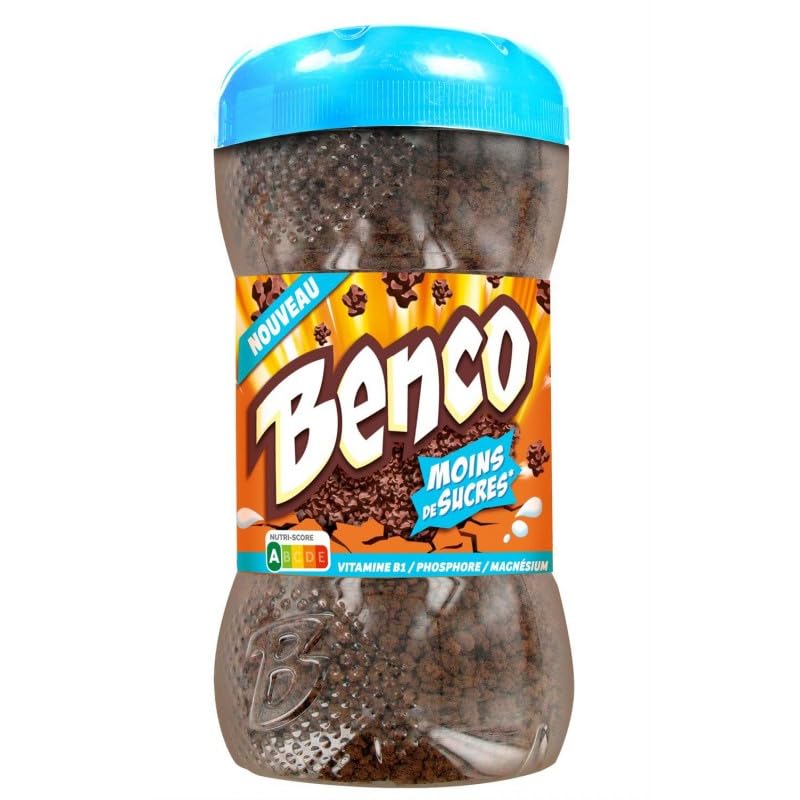 Chocolat en Poudre Benco Granulé Moins de Sucres - Plaisir Chocolaté Équilibré - 400g - Le Lot De 3
