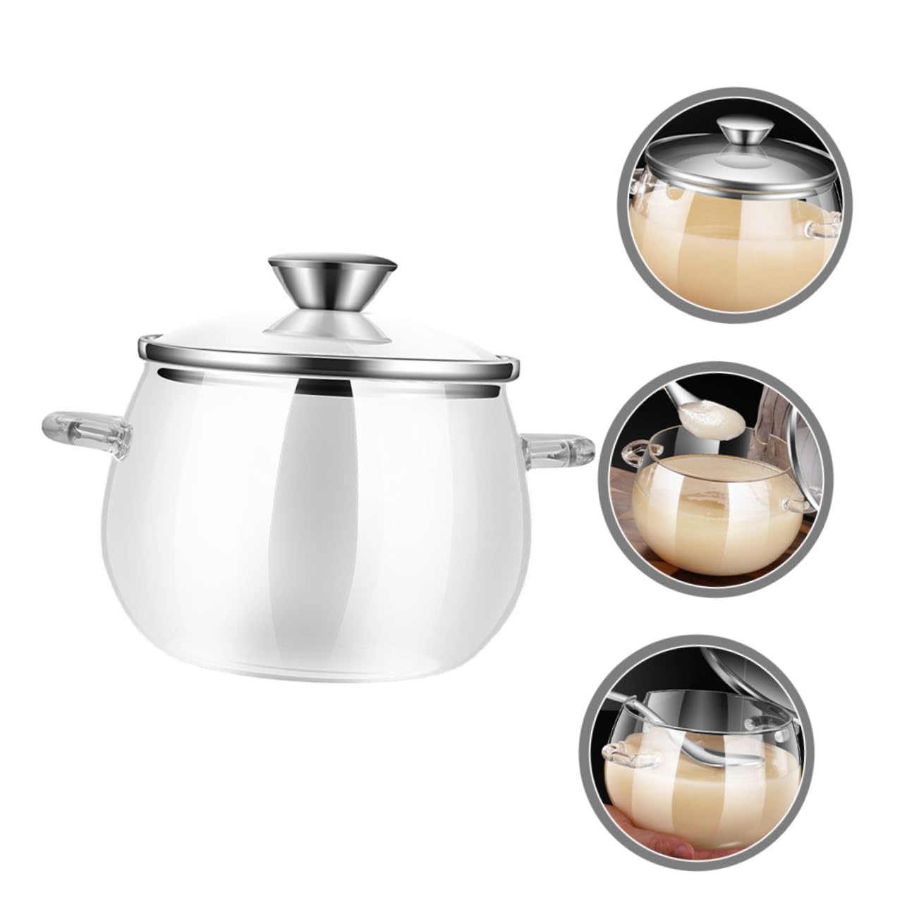 Homoyoyo Vorratsglas 1200ml aus Glas und Edelstahl Luftdichter Küchenbehälter mit Löffel Hitzebeständig und Vielseitig für Milchpulver und Gewürze