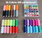 72 PCS Sewing Thread Assortment, 36 Color Thread for Sewing Machine with 36 Same Color Bobbins, Polyester Thread 400 Yards/Spool (72)