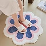 Ksgolif Flower Shaped Bathroom Rugs, Cute Flower Bath Mat Ultra Soft Absorbent Bath Rugs Non Slip Machine Washable Tufted Flower mats for Bedroom Shower Bathtub Living Room, 23.6x23.6 Inches