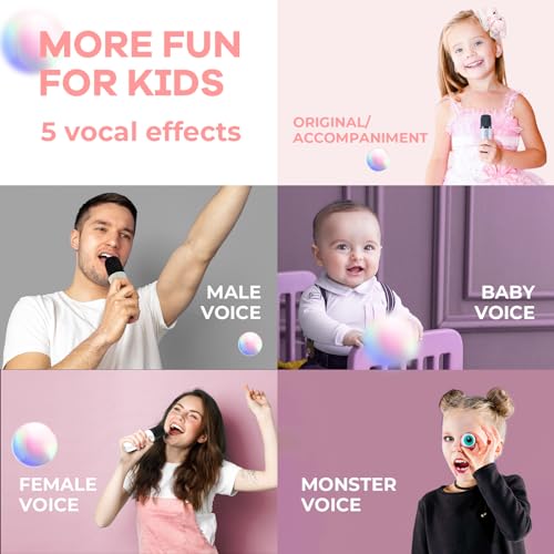 Image of YLL Mini Karaoke Machine for Kids Adults, Portable Bluetooth Speaker with 2 Wireless Microphones,Toys Birthday Gifts for Girls 3, 4, 5, 6, 7, 8, 9, 10, 11, 12+ Years Old Toddler Teens(White)